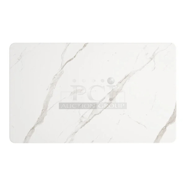 BRAND NEW SCRATCH AND DENT! Lancaster Table & Seating 1643660TFWHM 36" x 60" Rectangular Thermo-Formed MDF Table Top with White Marble Finish - Image 1 of 4