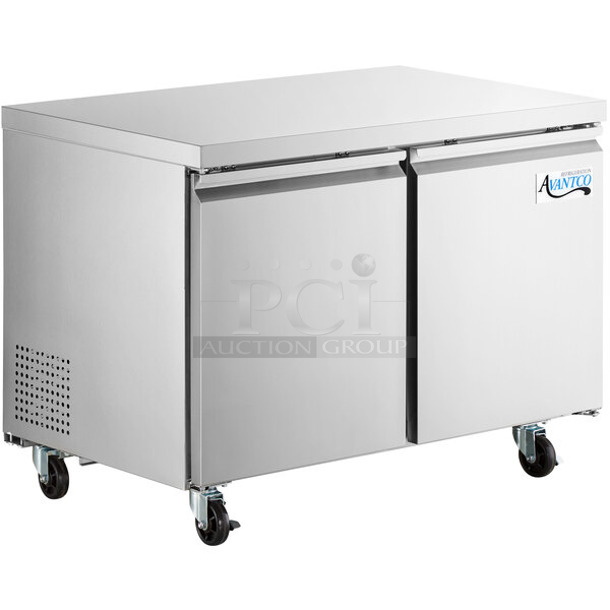 BRAND NEW SCRATCH AND DENT! 2023 Avantco 178ZUC36RHC Stainless Steel Commercial 2 Door Undercounter Cooler. 115 Volts, 1 Phase. Tested and Working!