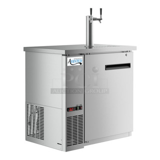 BRAND NEW SCRATCH AND DENT! 2023 Avantco 178UDD36HCS 36" Stainless Steel Double Tap Kegerator Beer Dispenser - (1) 1/2 Keg Capacity. 115 Volts, 1 Phase. Tested and Working!