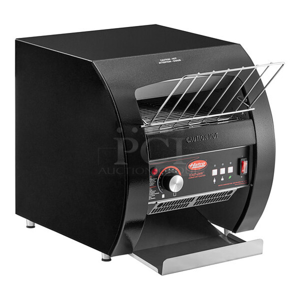 BRAND NEW SCRATCH AND DENT! Hatco TQ3-10 Stainless Steel Commercial Countertop Toast Qwik Black One or Two Side Conveyor Toaster with 2" Opening. 120 Volts, 1 Phase. Tested and Working! - Image 1 of 5