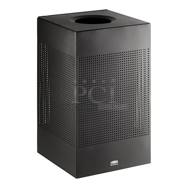 BRAND NEW SCRATCH AND DENT! Rubbermaid 690SC18EPLBK Silhouettes Black Steel Designer Square Waste Receptacle - 20 Gallon