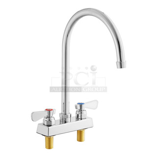 BRAND NEW SCRATCH AND DENT! Regency 600FD48G Deck-Mounted Faucet with 4" Centers and 8" Swivel Gooseneck Spout