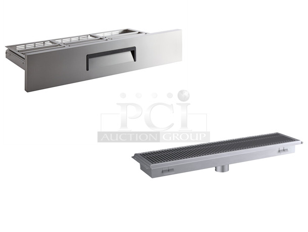 2 BRAND NEW SCRATCH AND DENT! Items; 600FT1248SS 12" x 48" 14-Gauge Stainless Steel Floor Trough with Grate and Avantco 17815292 Drawer Assembly for CBE-52-HC Refrigerated Chef Base. 2 Times Your Bid! May Be Missing Pieces. - Image 1 of 5