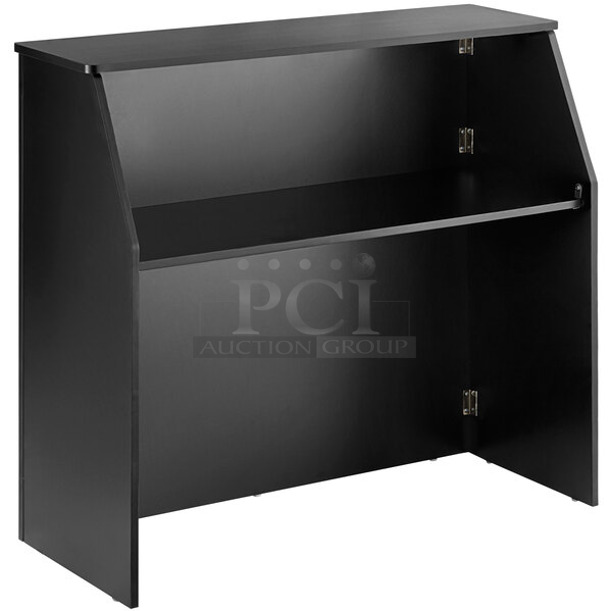 BRAND NEW SCRATCH AND DENT! Lancaster Table & Seating 164PBAR48BK 4' Foldaway Bar with Black Laminate Finish. May Be Missing Pieces.  - Image 1 of 2