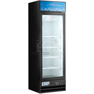 BRAND NEW SCRATCH AND DENT! 2023 Avantco 178GDC15HCB Metal Commercial Single Door Reach In Cooler Merchandiser w/ Poly Coated Racks. 115 Volts, 1 Phase. Cannot Test - Unit Shows Error Code