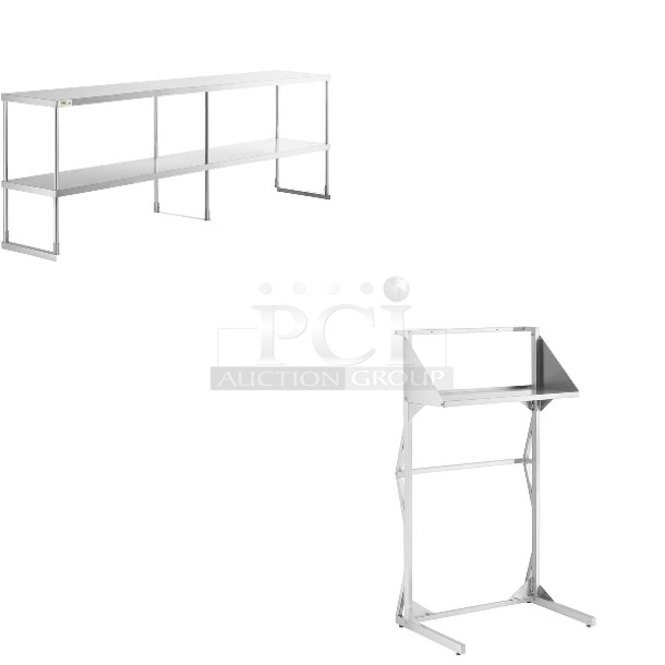 2 BRAND NEW SCRATCH AND DENT! Items; Regency 600DOS1896 Stainless Steel Double Deck Overshelf - 18" x 96" x 32" and Regency 600SALSTAND Salamander Broiler Stand. 2 Times Your Bid!  - Image 1 of 7
