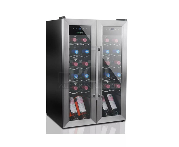 BRAND NEW IN BOX! Nutrichef PKCWC24 Metal 2 Door Wine Chiller Merchandiser. Tested and Working! - Image 1 of 3