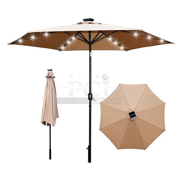 BRAND NEW SCRATCH AND DENT! SereneLife SLSK3790.3 10ft. Patio Table Umbrella with 24 LED Lights - Image 1 of 3