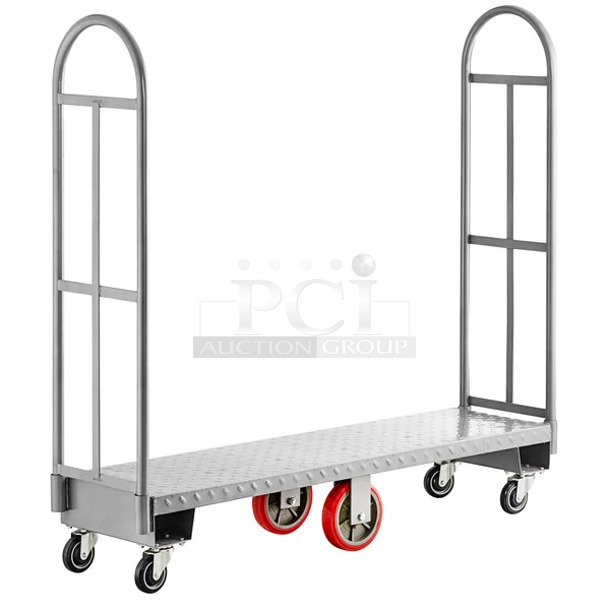 BRAND NEW SCRATCH AND DENT! Lavex 257UB1660 16" x 60" Heavy-Duty Steel U-Boat Utility Cart - 2000 lb. Capacity - Image 1 of 5