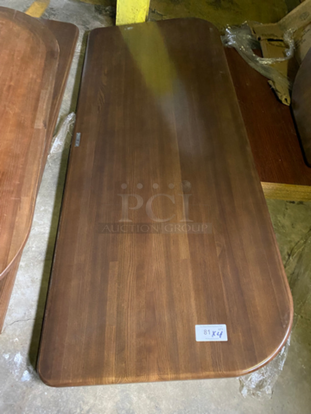 NEW! Wooden Pattern Curved Tables! With Black Metal Table Bracket! 4x Your Bid! - Image 1 of 8