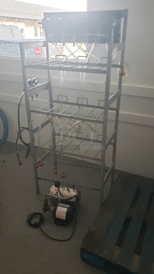 Lot of Bag-in-Box Rack w/Compressor and Flojet (Sold As Is) - Image 1 of 5