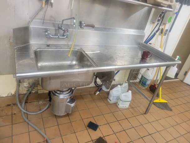 Right Side Stainless Steel Soiled Dish Table with Sink and Garbage Disposal - Image 2 of 2