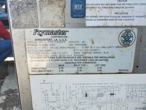Frymaster  MJH50-2SD 50 lb. Split Pot High Efficiency Electric Floor Fryer with Computer Magic Controls|Natural Gas|120V/Single Phase - Image 6 of 7