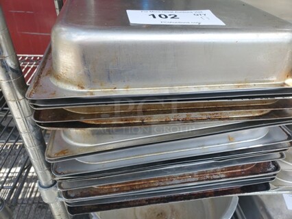 Lot of 17 Stainless Steel Food Pans *without lids*