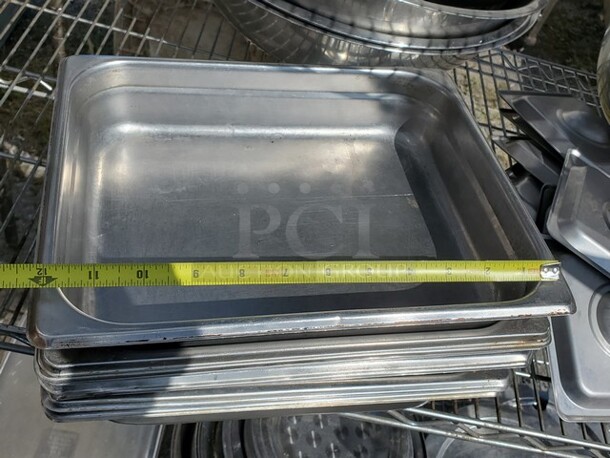 Lot of 9 Stainless Steel Food Pans *without lids* - Image 3 of 5