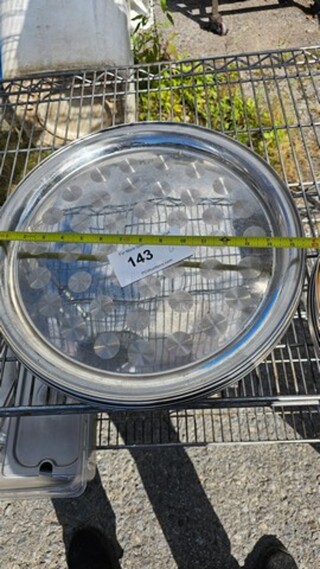 Lot of 6 Round Stainless Steel Trays
