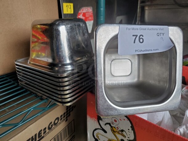 Lot of 9 Square Stainless Steel Containers - Image 1 of 2