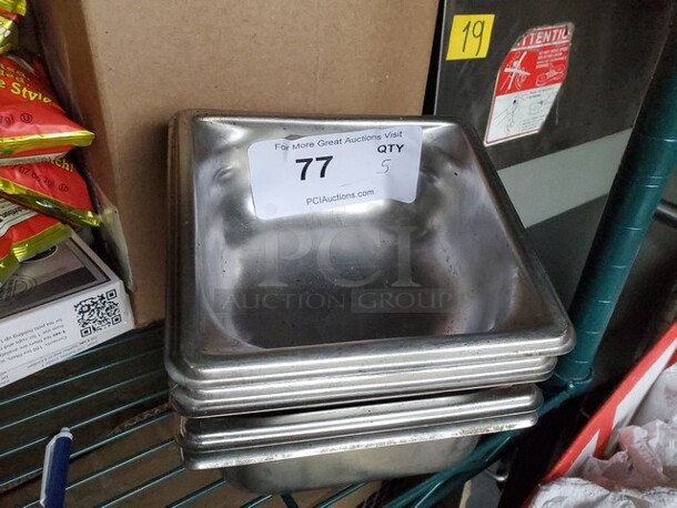 Lot of 5 Square Stainless Steel Containers  - Image 2 of 5