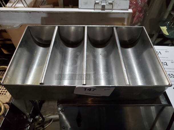 Stainless Steel 4 Compartment Cutlery Bin - Image 1 of 3