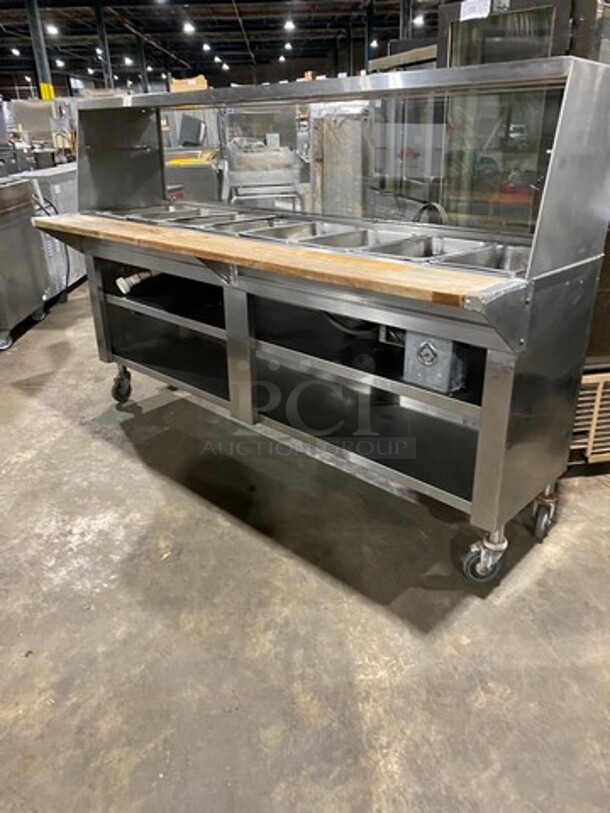 Commercial Electric Powered Steam Table! With Sneeze Guard! With Storage Space Underneath! All Stainless Steel! On Casters! - Image 4 of 9