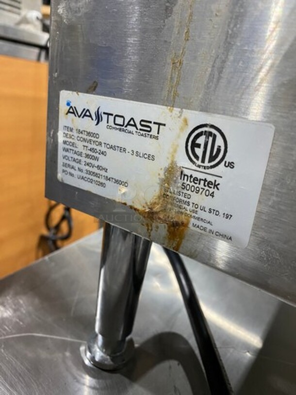 Ava Toast Commercial Countertop Conveyor Toaster! All Stainless Steel! On Legs! Model: TT450240 SN: 3305821184T3600D 240V - Image 7 of 8