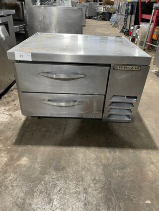 Nice! Beverage Air Commercial Refrigerated 2 Drawer Chef Base! All Stainless Steel! On Casters! 115V 1 Phase! Model: WTRCS36-1-003 SN: 12304156!