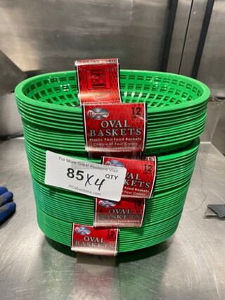 Winware Green Poly Oval Fast Food Serving Baskets! 12 Baskets Per Pack, 4 Packs Per Lot! 4x Your Bid!