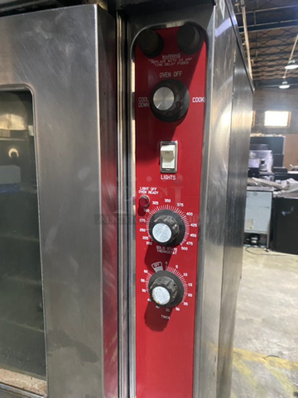 RARE FIND! Blodgett MARK V Commercial Double Deck Electric Powered Convection Oven! With View Through Doors! With Metal Oven Racks! Stainless Steel! On Legs! 2x Your Bid Makes One Unit! Model: Mark V 3 Phase - Image 7 of 9