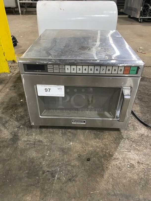 Panasonic Commercial Countertop Microwave Oven! All Stainless Steel! With View Through Door! Model: NE1757R SN: 6A70090103 208/230V 60HZ 1 Phase