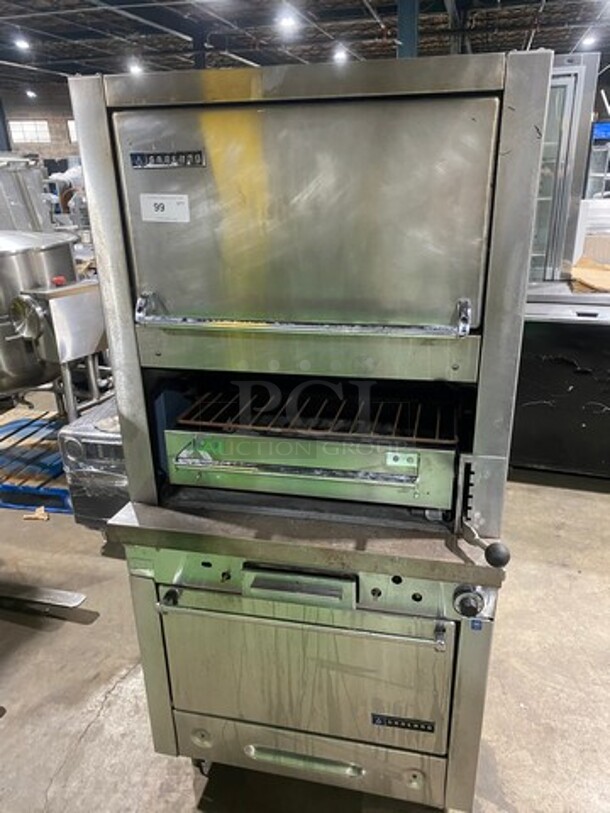 Garland Commercial Natural Gas Powered Upright Double Oven Char Broiler Grill! All Stainless Steel!