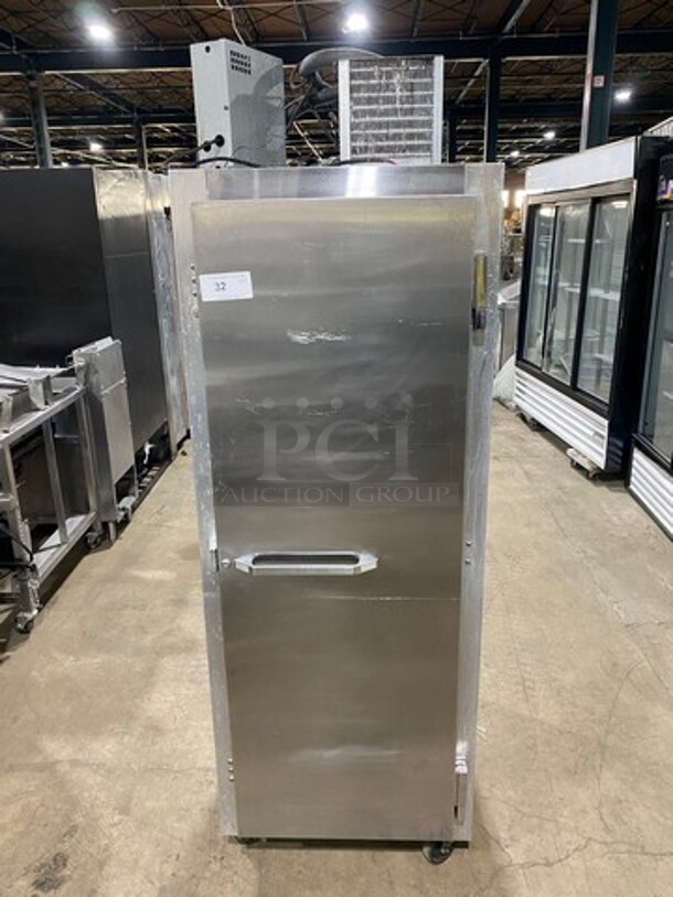 Continental Commercial Single Door Reach In Cooler! All Stainless Steel! On Casters! Model: 1R SN: 151B2367 115V 60HZ 1 Phase