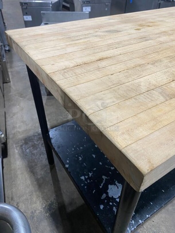 Commercial Butcher Block Table! With Storage Space Underneath! Stainless Steel Body! On Legs! - Image 4 of 7