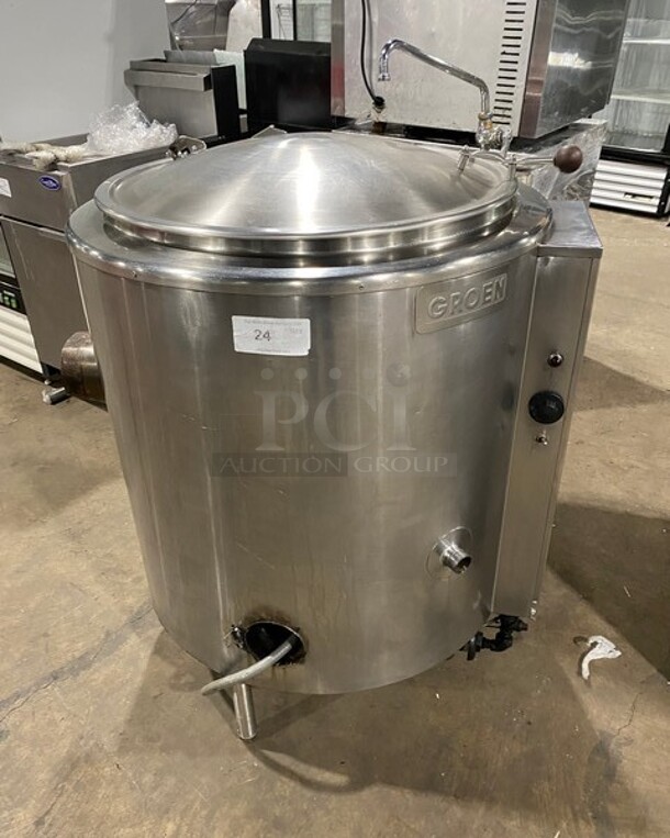 Groen Commercial Natural Gas Powered Jacketed Self-Contained Soup Kettle! All Stainless Steel! On Legs!