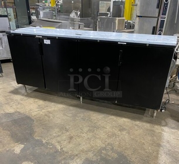AMAZING! Perlick Commercial 4 Door Bar Back Cooler! With Poly Coated Racks! All Stainless Steel! On Legs! Remote Compressor/No Compressor! Model: BR96 SN: 676683 115V 60HZ 1 Phase - Item #1059103