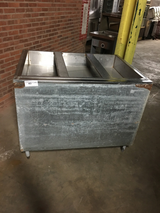 Stainless Steel 3 Bay Steam Table! With 2 Shelves Storage Underneath! On Legs!