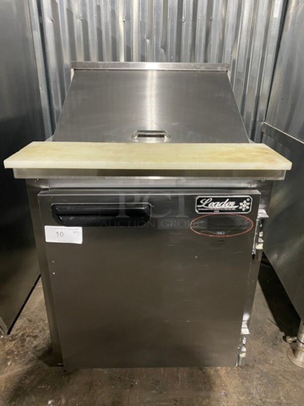 Leader Commercial Refrigerated Sandwich Mega Top Prep Table! With Commercial Cutting Board! With Single Door Underneath Storage Space! All Stainless Steel! MODEL ESLM27SC SN:NP12MK0801B 115V - Image 1 of 9