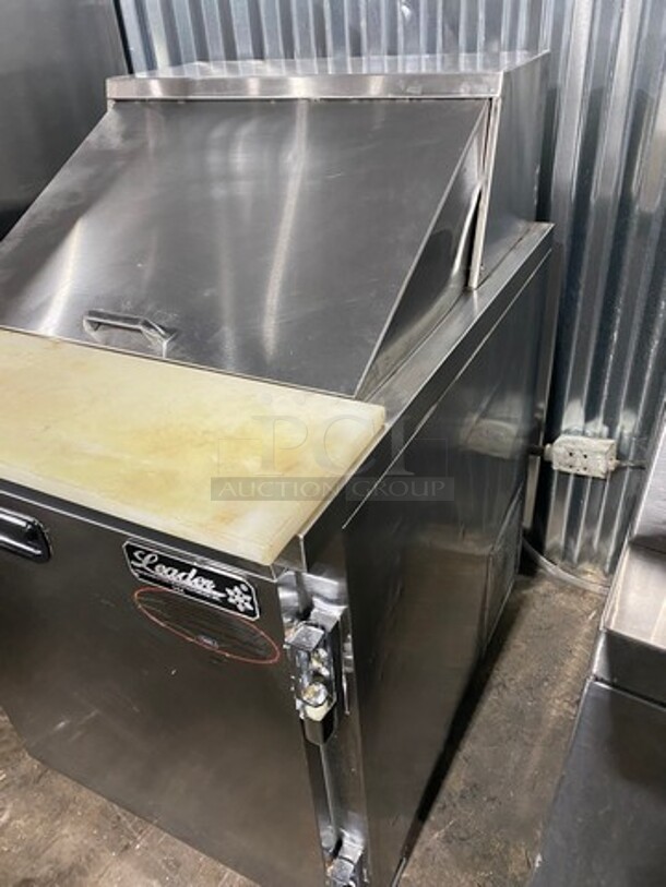 Leader Commercial Refrigerated Sandwich Mega Top Prep Table! With Commercial Cutting Board! With Single Door Underneath Storage Space! All Stainless Steel! MODEL ESLM27SC SN:NP12MK0801B 115V - Image 2 of 9
