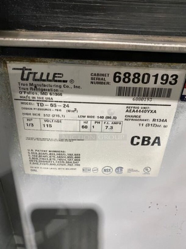 True Commercial 2 Door Beer Bottle Cooler! With Stainless Steel Top! Model: TD6524 SN: 6880193 115V 60HZ 1 Phase - Image 7 of 8