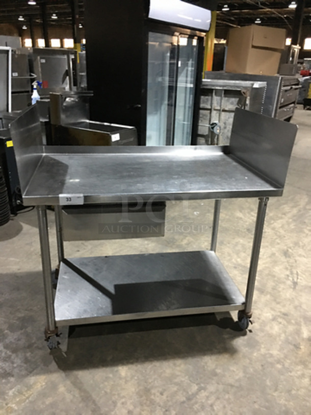 WOW! All Stainless Steel Work Top/Prep Top Table! With 1 Drawer! With Storage Underneath! With Back And Side Splashes! On Casters!
