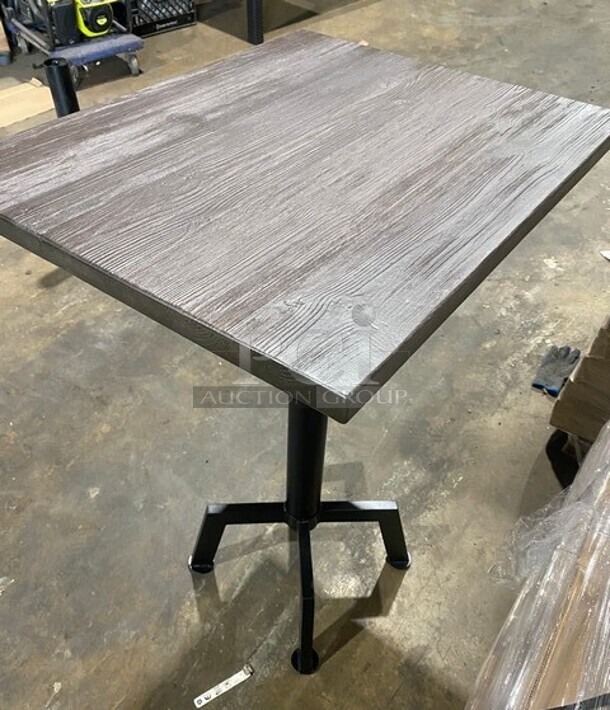 Wow! Brand New! OCS Ash Grey Finish Scratch Resistant Durowood Composite Bar Height Table! 24 By 24! Suitable For Indoor & Outdoor Use With Metal Bar Height Base! - Image 3 of 6