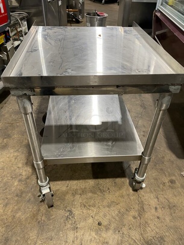 All Stainless Steel Equipment/Grill Stand Table! With Back And Side Splashes! With Storage Space Underneath! On Casters! - Image 3 of 6