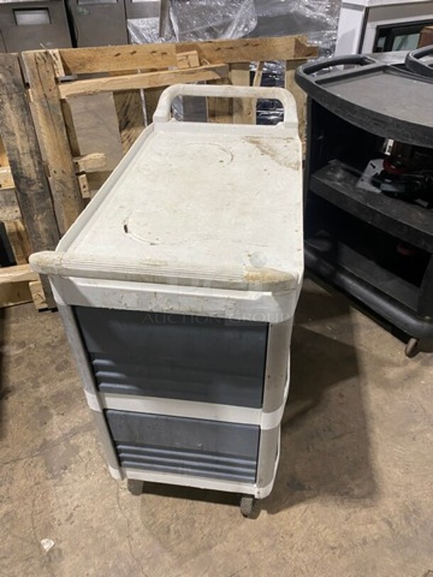 Rubbermaid Commercial White Poly 3 Tier Cart! With Dual Side Push/ Pull Handles! On Casters! - Image 4 of 5