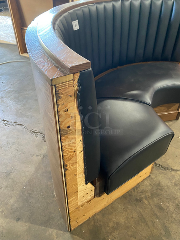 NEW! Single Sided Curved Black Cushioned Booth Seat! With Wooden Outline! Perfect For In The Corner Placement! Can Be Connected With Any Of The Booths Listed! - Image 3 of 6