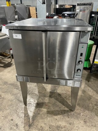 NICE! SunFire Natural Gas Powered Commercial Single Deck Convection Oven! All Stainless Steel! With Metal Racks! 120V 1 Phase! Model: SCO-GS-10S SN: 1207230000399!