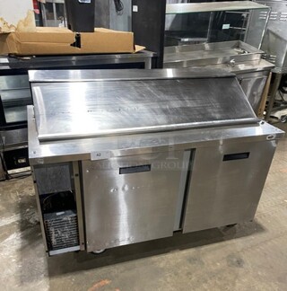 Randell Commercial Refrigerated Mega Top Sandwich Prep Table! With 2 Door Underneath Storage! All Stainless Steel! On Casters! MODEL 9040K7 SN:W14439141 115V 1PH