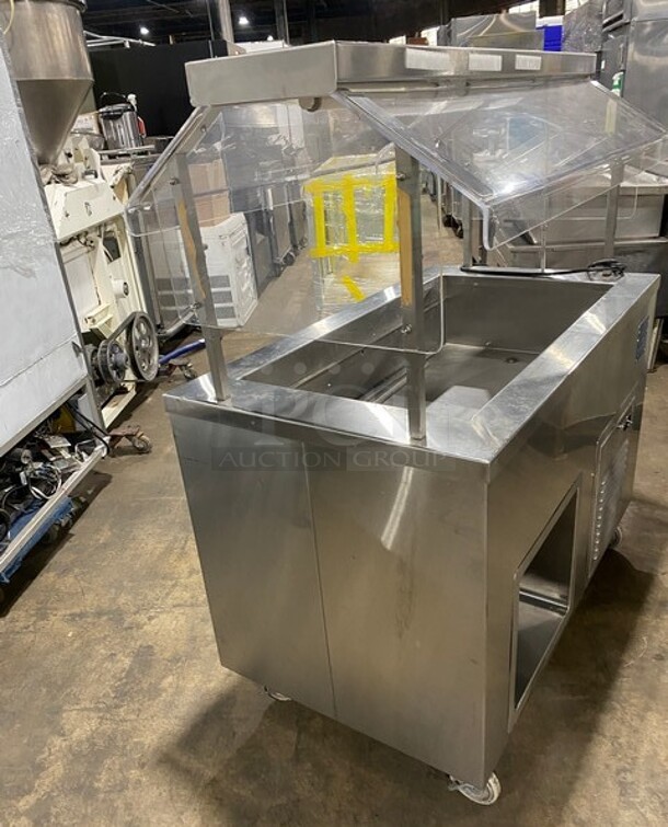 Low Temp Commercial Refrigerated Food Serving Station Counter/ Cold Pan! With Sneeze Guard! Stainless Steel Body! On Casters! Model: 50CFMX SN:FO4C05885L 120V 1PH - Image 4 of 10