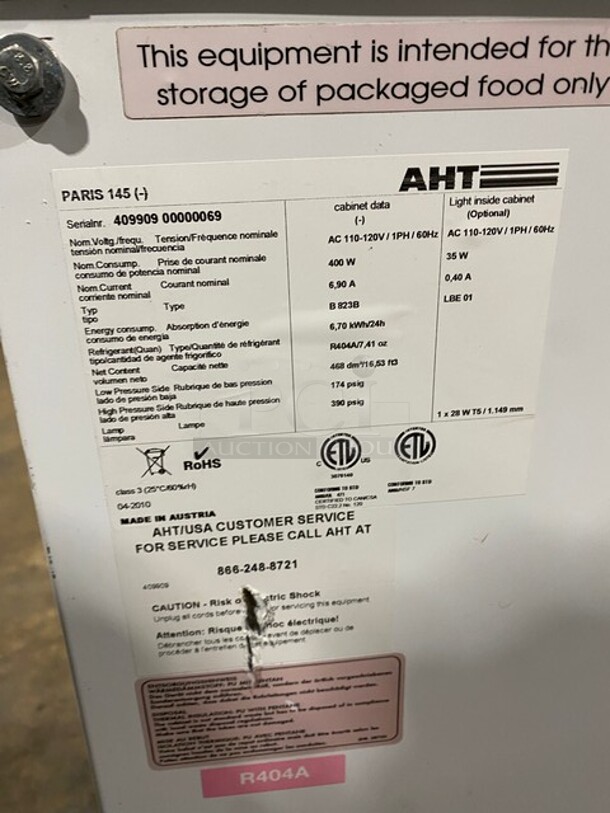 AHT Commercial Reach Down Chest Freezer Display Merchandiser! Model: PARIS145 SN: 40990900000069 110/120V 60HZ 1 Phase - Image 8 of 9