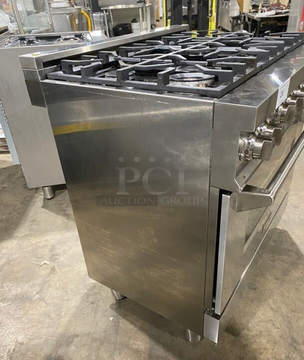 SWEET! Zline Gas Powered 6 Burner Stove! With Oven Underneath! Stainless Steel! MODEL RG36 SN: RG36GE2206022303 120V  - Image 2 of 10