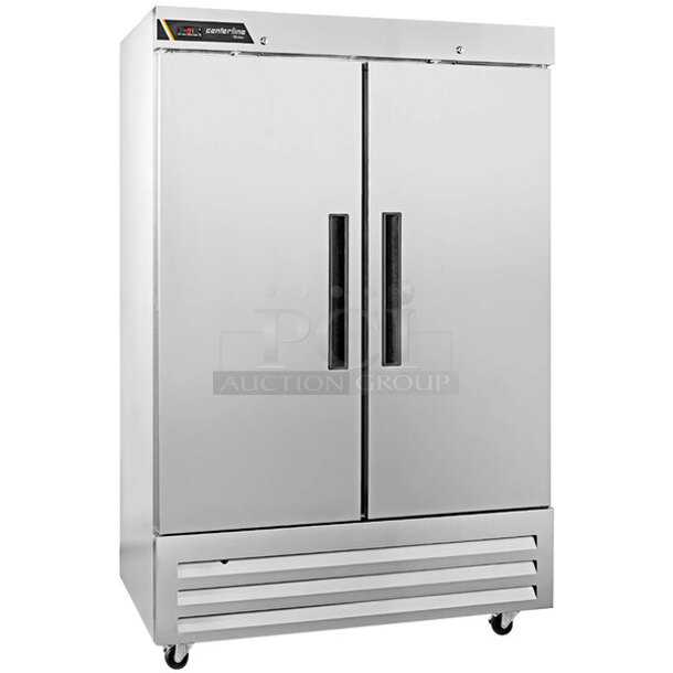BRAND NEW SCRATCH AND DENT! Traulsen Centerline CLBM-49F-FS Stainless Steel Commercial 2 Door Reach In Freezer w/ Poly Coated Racks. 115 Volts, 1 Phase. Tested and Working!