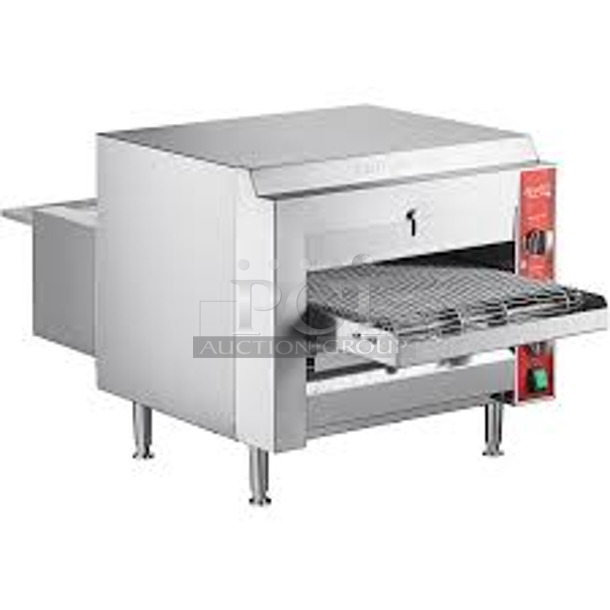 BRAND NEW SCRATCH AND DENT! Avantco TT-P14-240 Stainless Steel Commercial Countertop Electric Powered Conveyor Pizza Oven. 240 Volts, 1 Phase.  - Image 1 of 7